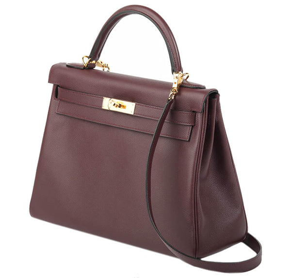 Hermes Kelly 32 Bag Prune Evercolor