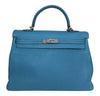 Hermes Kelly 35 Blue Jean Bag 