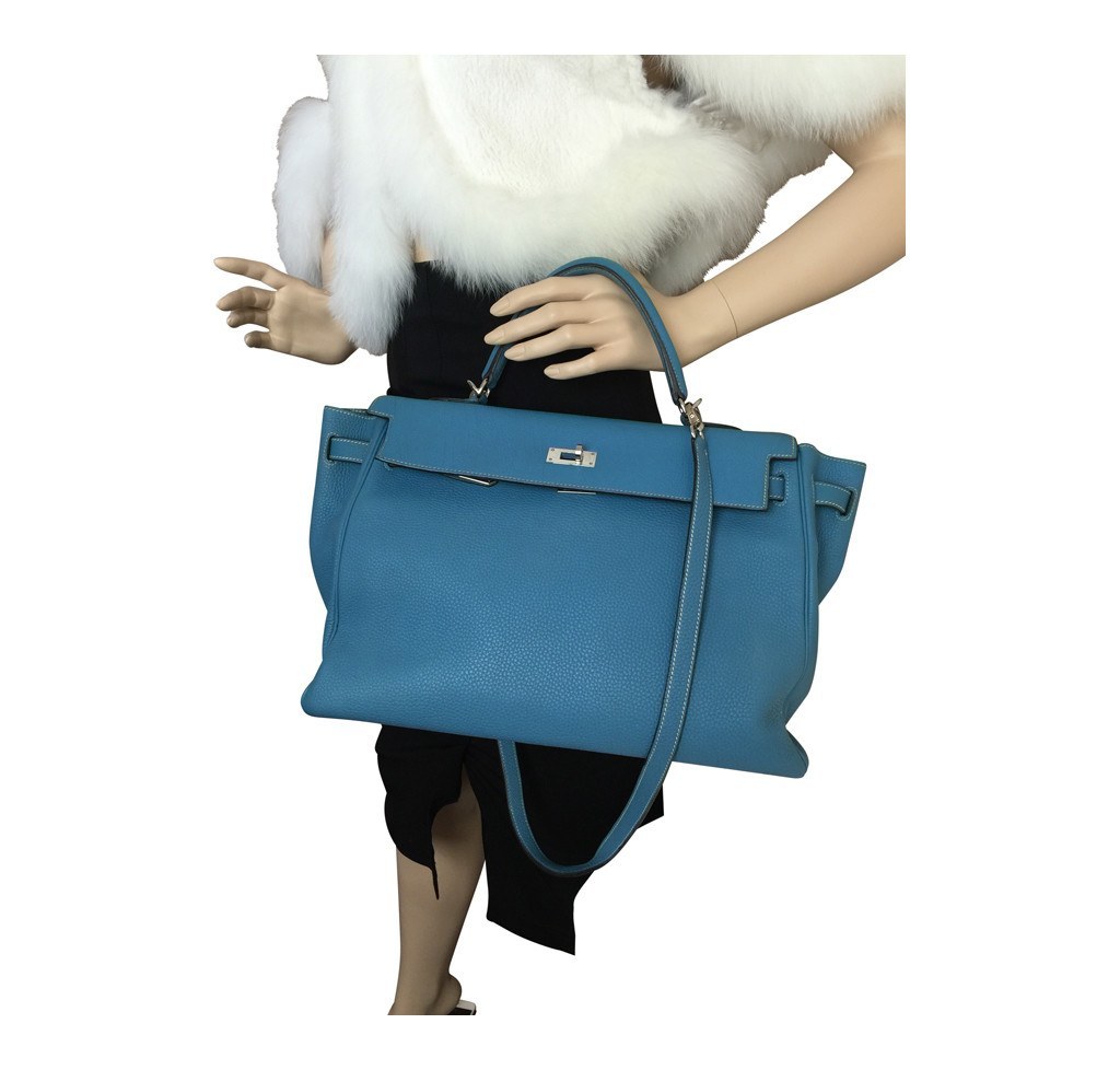 Hermes Birkin Bag 35cm Denim Blue Jean Togo PHW For Sale at