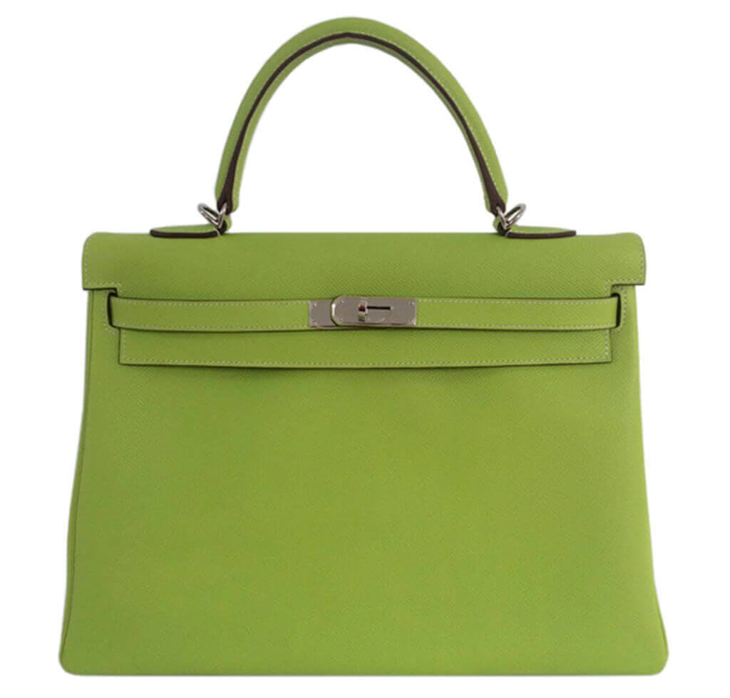 Hermès Kelly 35 Candy Series Bag Kiwi Lichen - Epsom Leather PHW