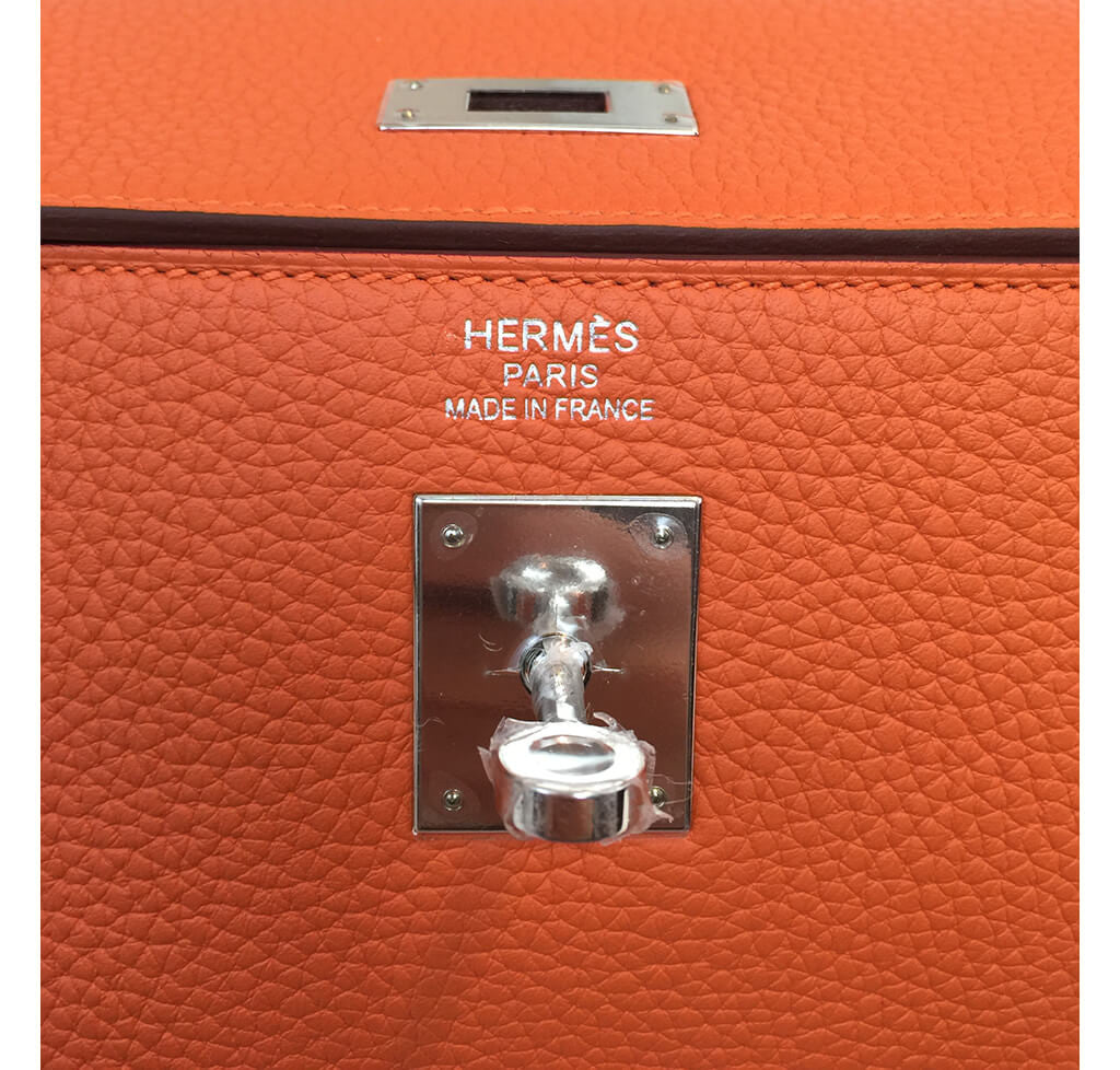 Hermès Kelly 35 Bag Orange Togo Leather - Palladium Hardware