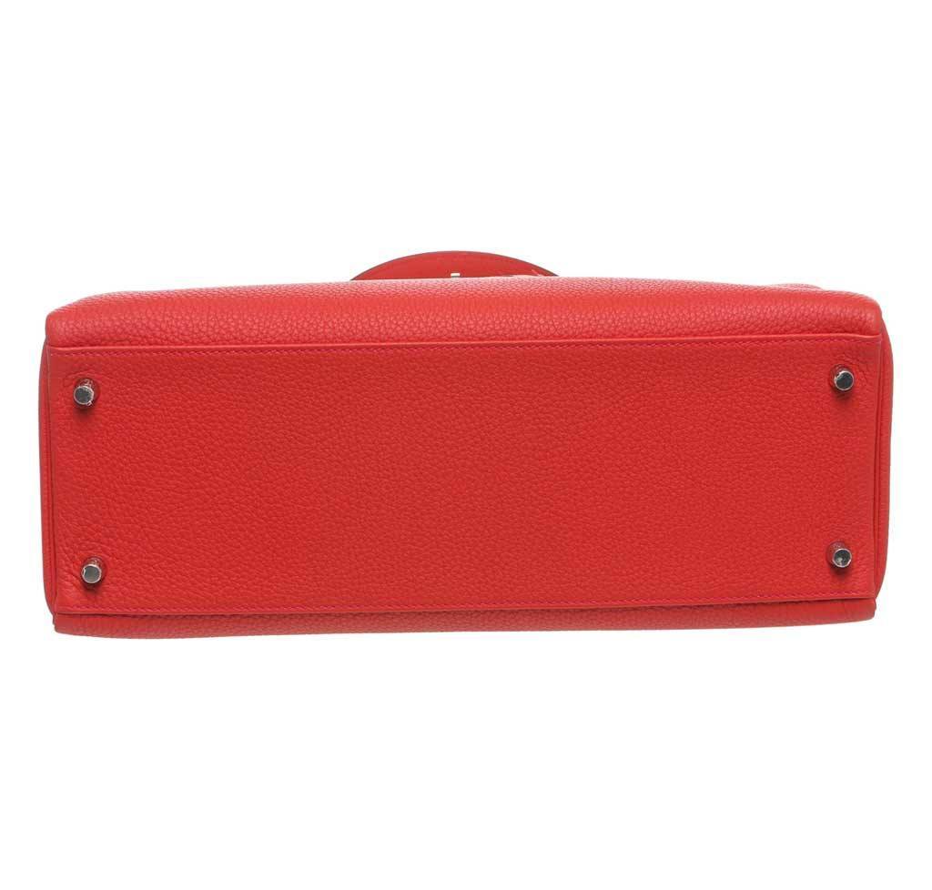 Hermès Kelly 35 Red - Togo Leather Palladium Hardware