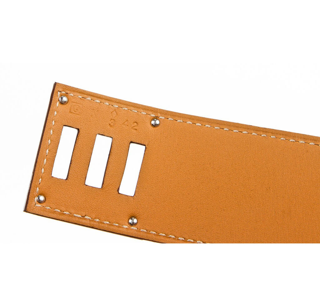 Hermes Extra Small Kelly Triple Tour Leather Bracelet (Orange)