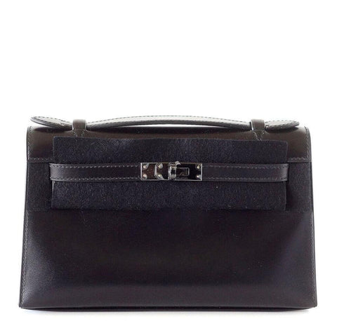 Hermes Kelly Pochette Clutch Bag Ostrich Gris Agate Gold Hardware –  Mightychic