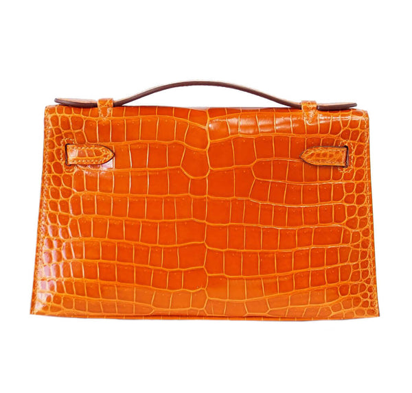 Hermes Kelly Pochette Feu Porosus Crocodile