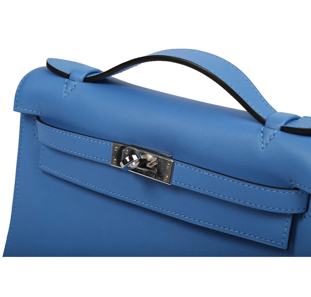 Hermès Mini Kelly Pochette of Bleu Indigo Matte Mississippiensis