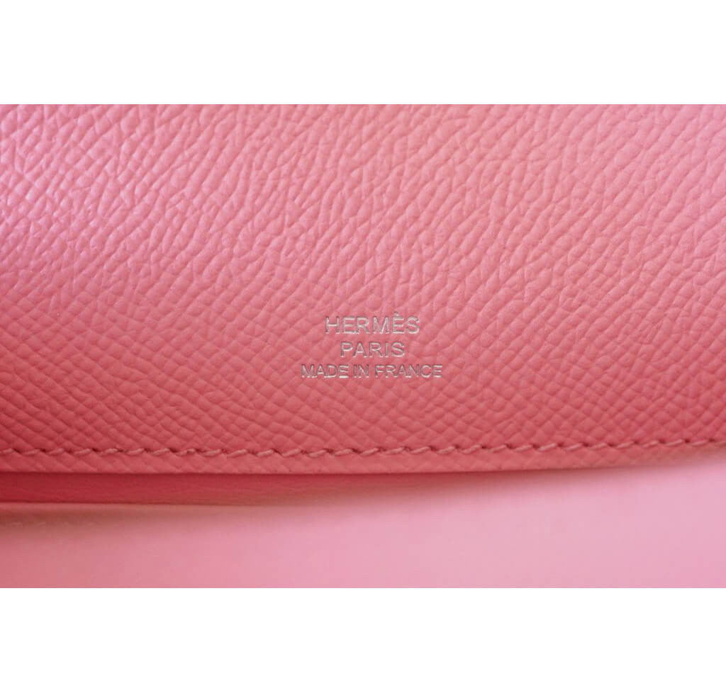 Hermes Kelly Pochette Cut Clutch Rose Confetti Epsom Palladium Hardware