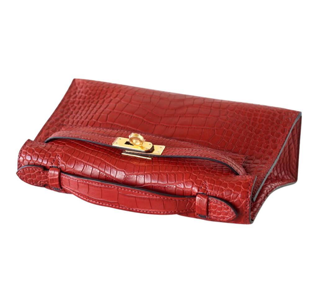 Hermès Kelly Pochette Bag Feu Porosus Crocodile – ZAK BAGS ©️
