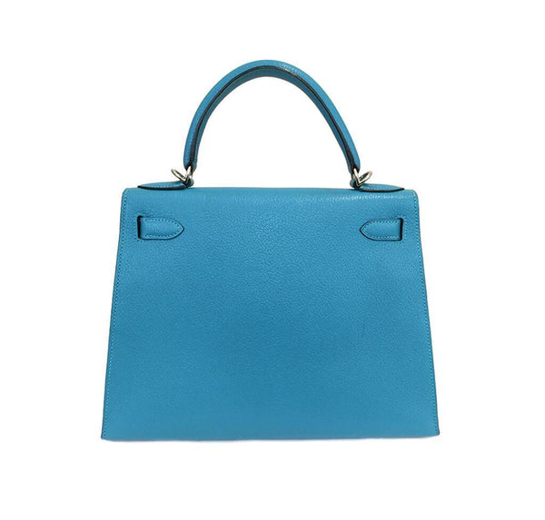 Hermes Kelly Sellier 28 Turquoise Used Back