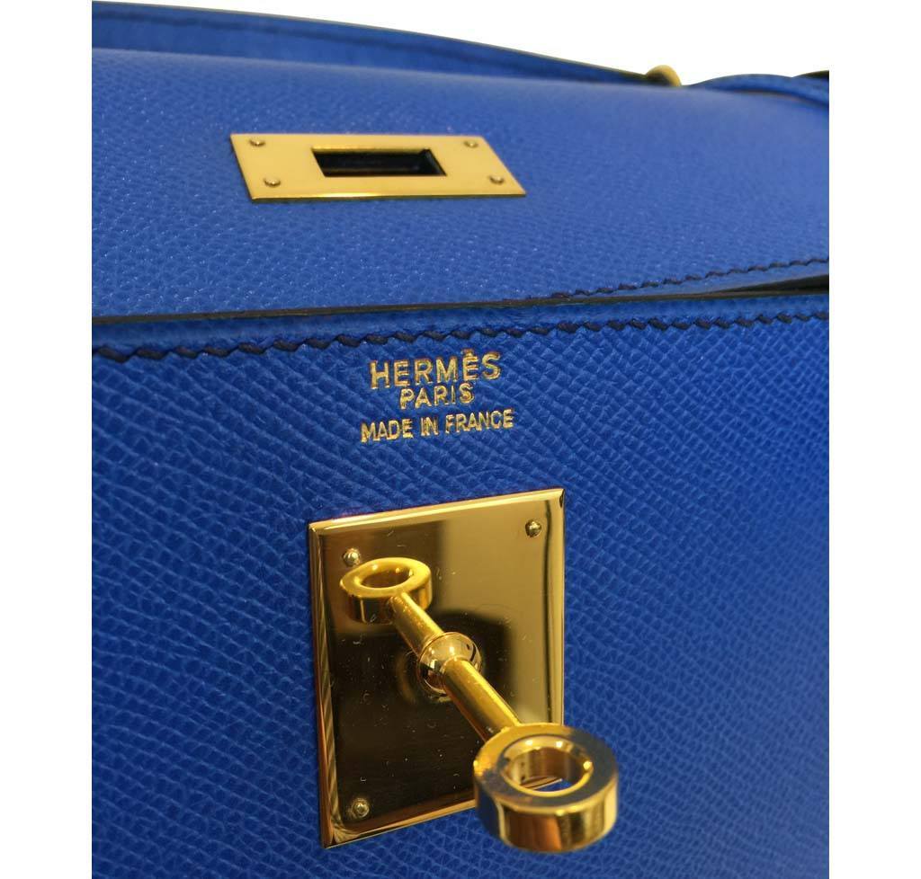 Hermes 35cm Blue France Courchevel Leather Birkin Bag with Gold, Lot  #58034