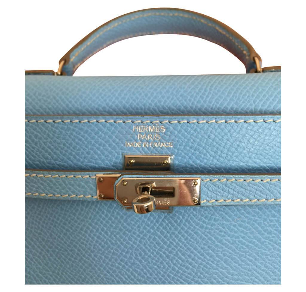 Hermès Tiny Kelly Blue Celeste Epsom Leather