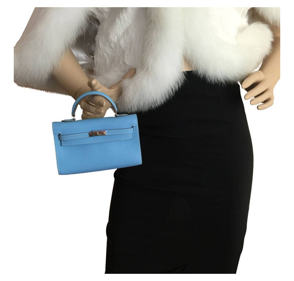Hermès Tiny Kelly Blue Celeste Epsom Leather