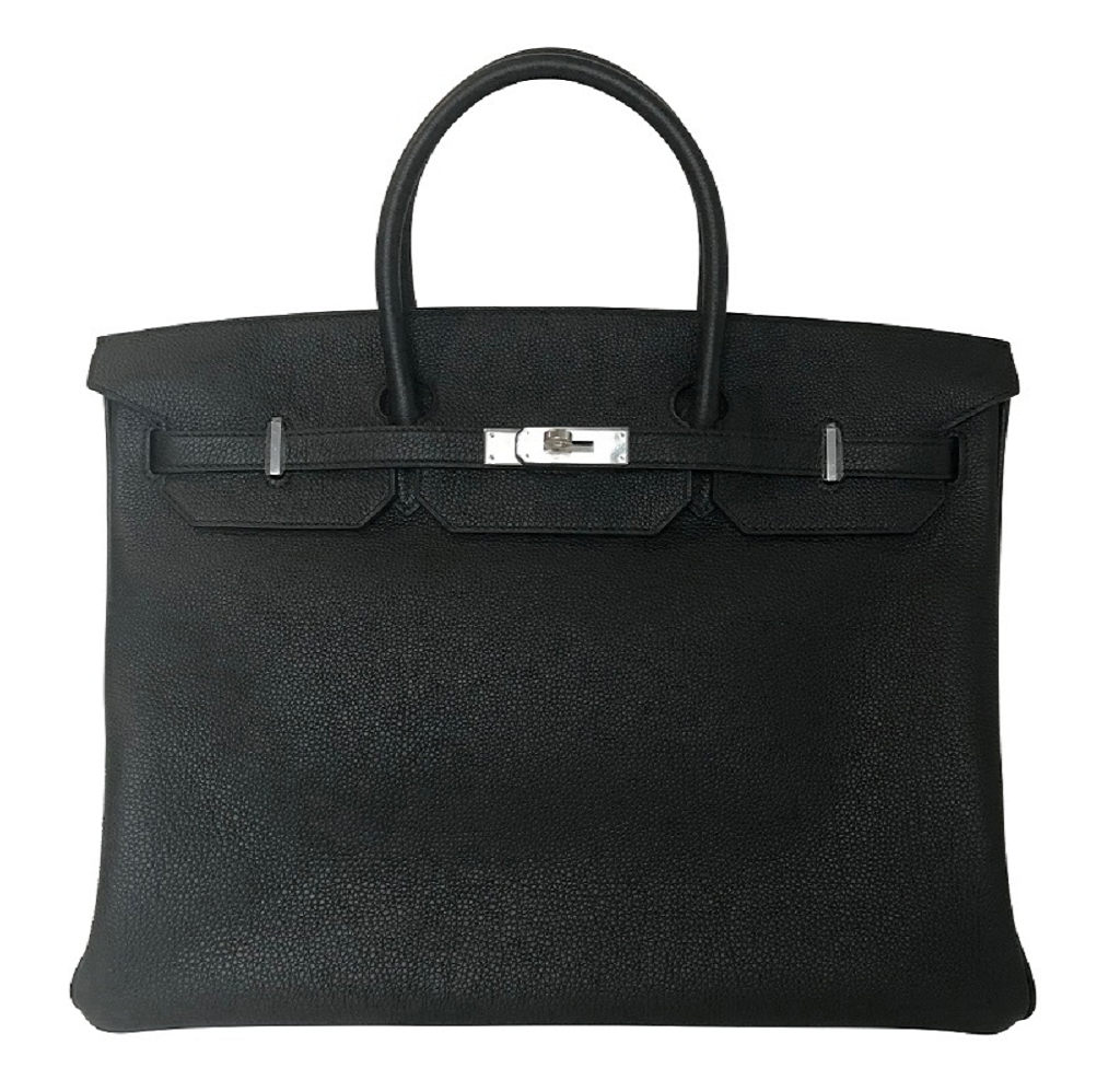 Hermes Noir Black Crocodile Silver Birkin 25 Handbag Kelly