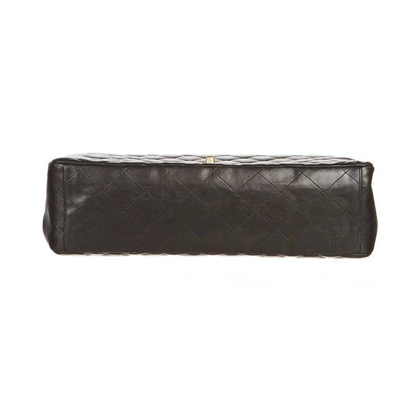 chanel classic single flap bag black used bottom