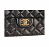 chanel classic single flap bag black used logo