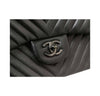 chanel jumbo classic flap bag black used logo