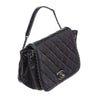chanel accordion flap bag navy blue used side