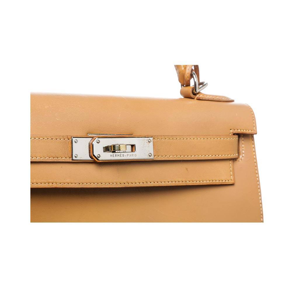 Hermes Handbag Kelly 32 Outer Stitching Natural Beige Gold Canvas
