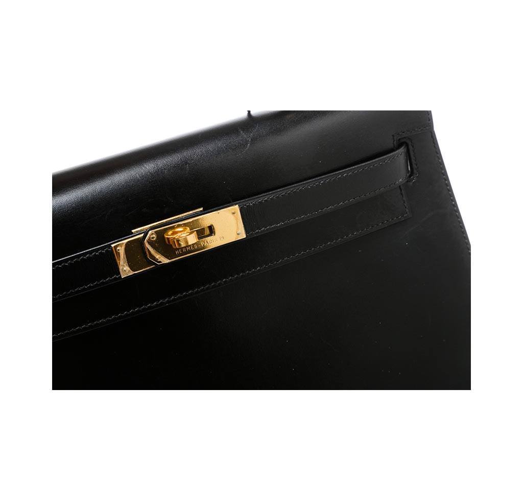 Kelly 32 leather handbag Hermès Black in Leather - 31260999