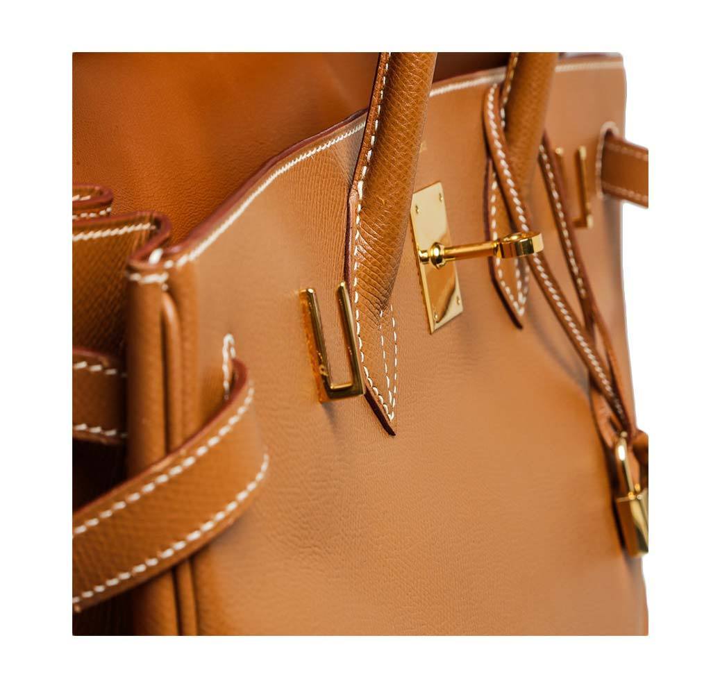 Hermes Birkin 40 K Engraved 2007 Women's Handbag Vaux Epson Gold Ã