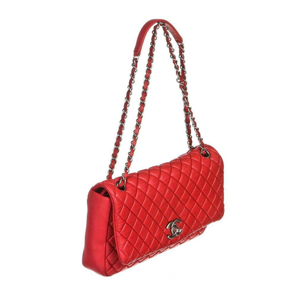 chanel flap bag hot pink used side