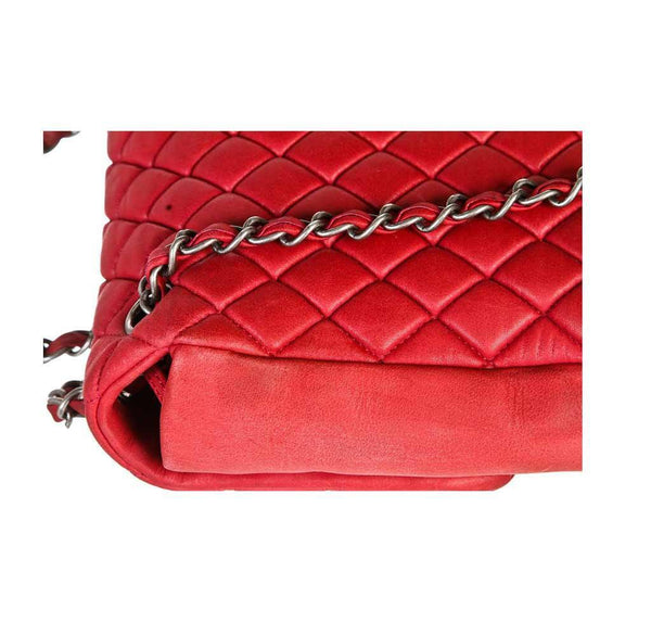 chanel flap bag hot pink used chain