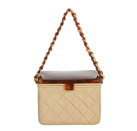 CHANEL Tortoiseshell Plexiglass Mini Box Bag Brown