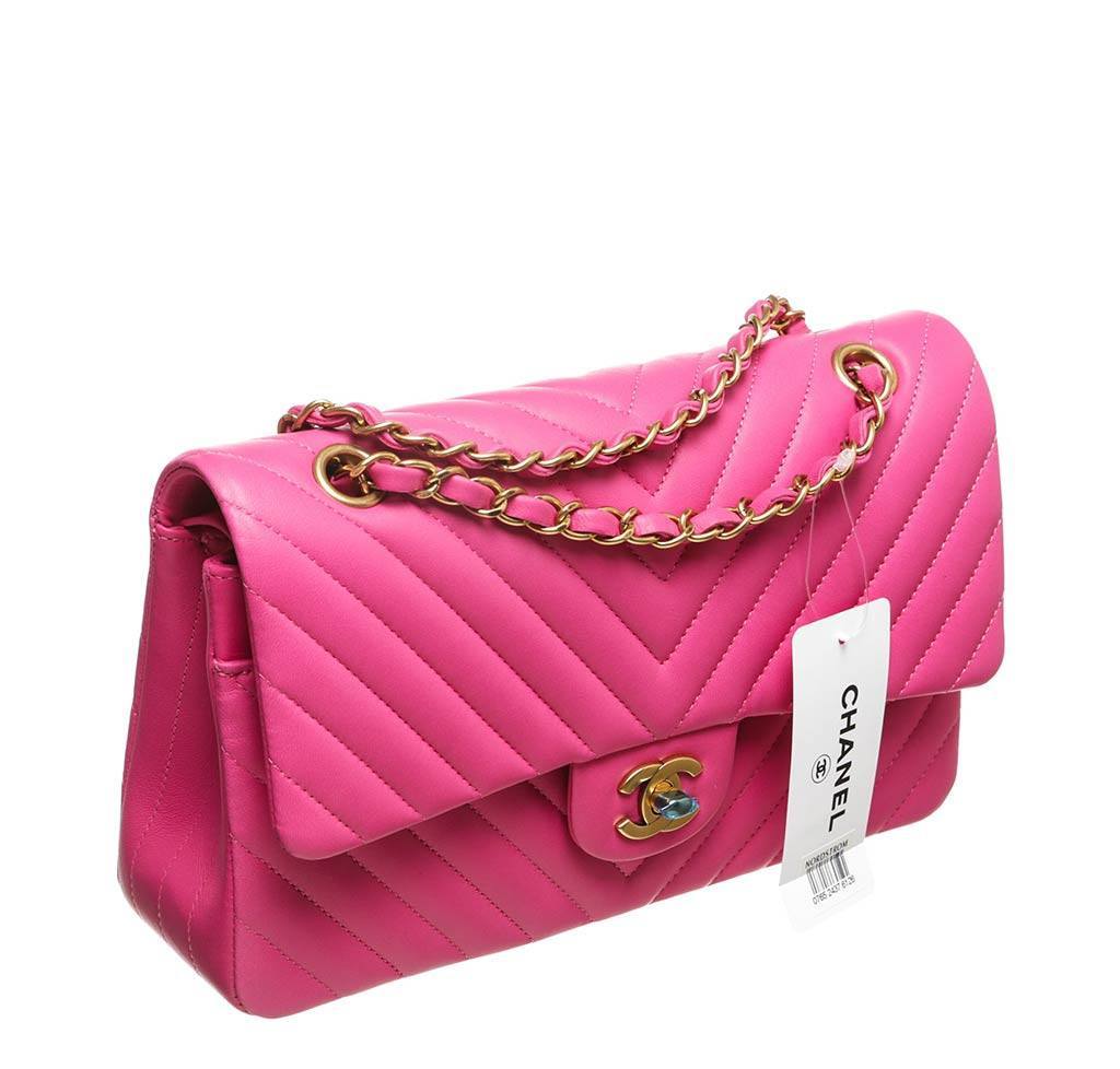 Chanel Hot Pink Classic 2.55 Bag - Chevron Lambskin