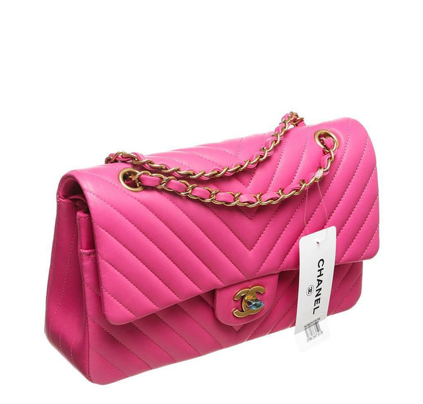 chanel classic 2.55 bag hot pink new side