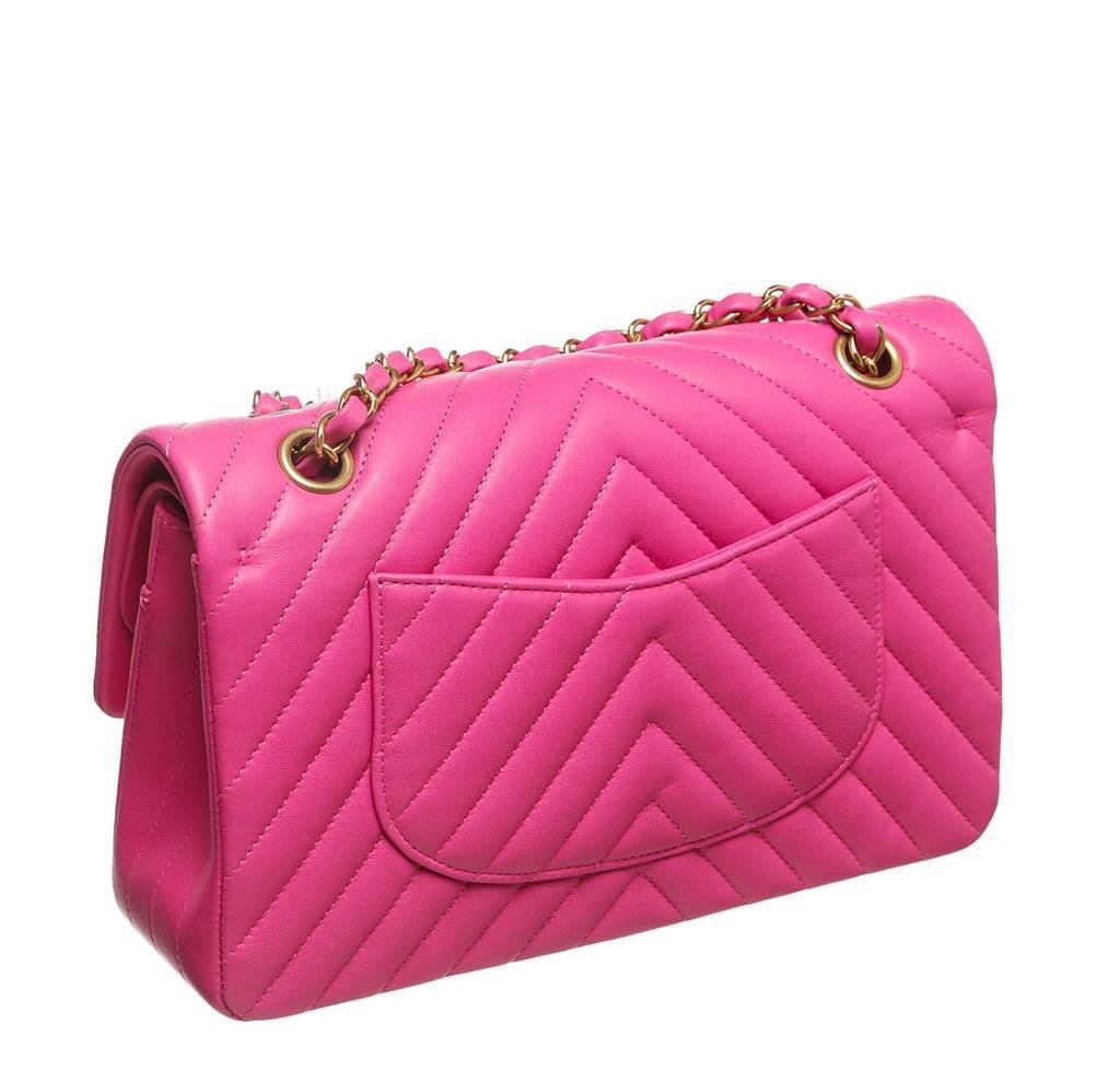 Chanel Fuchsia Pink Rectangular Mini Classic Flap Bag GHW