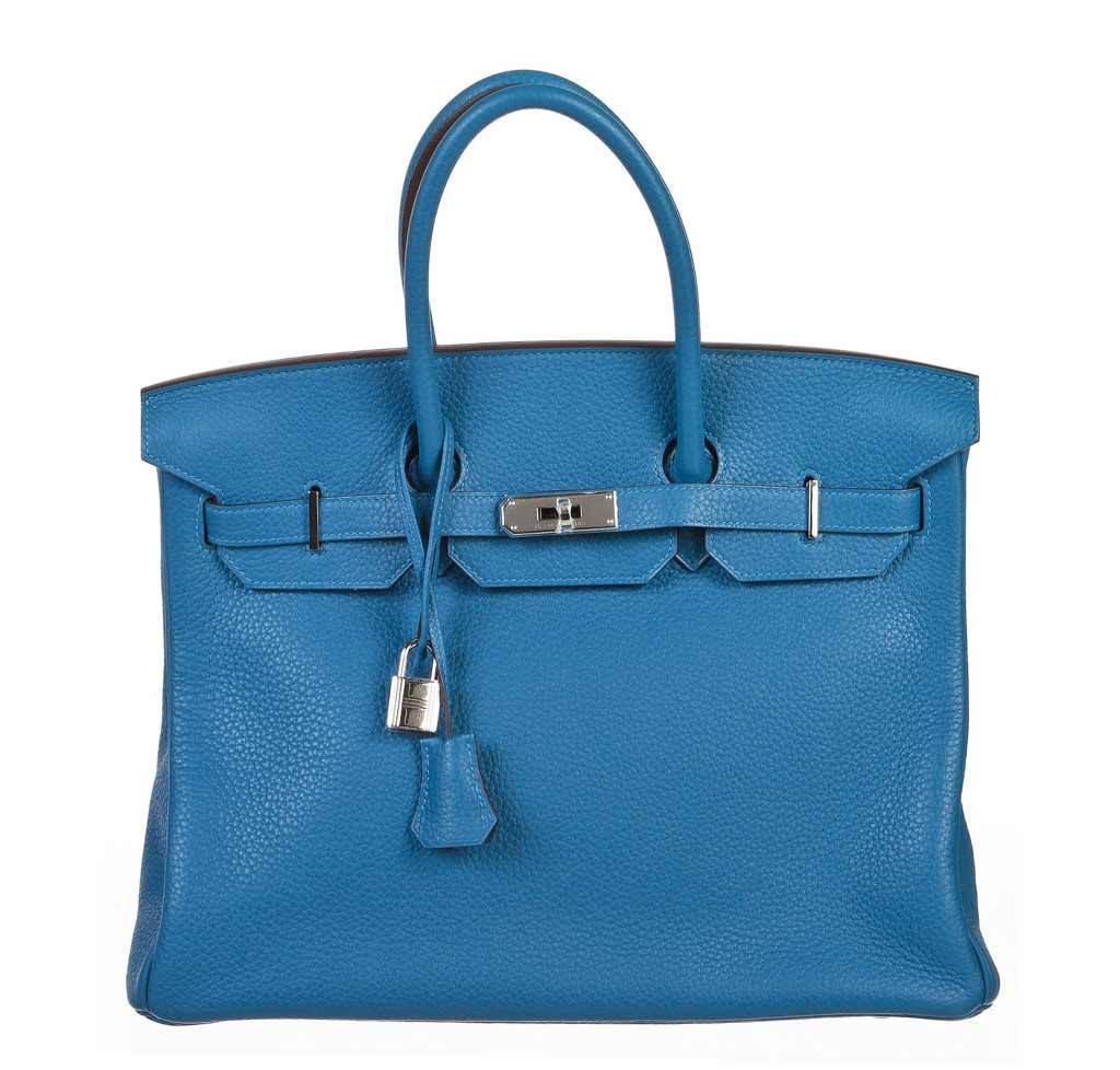 Hermes Club Birkin 35 Bag Blue Indigo / Fauve Barenia / Crinoline Fjor –  Mightychic