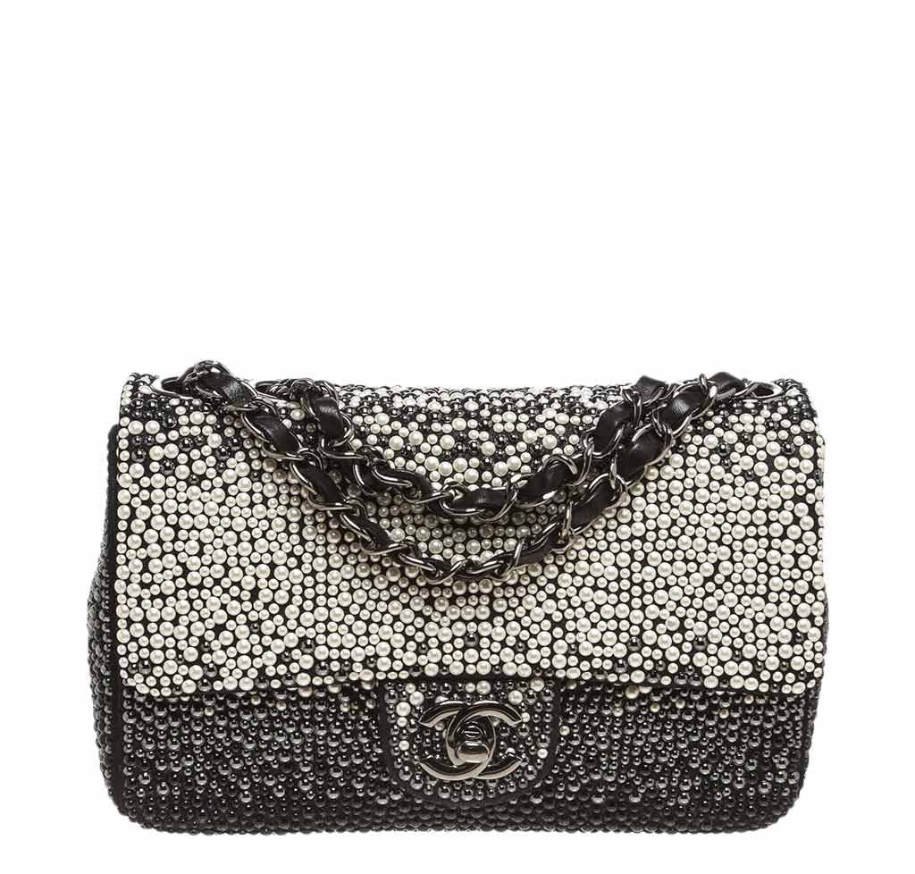 pearl covered chanel bag