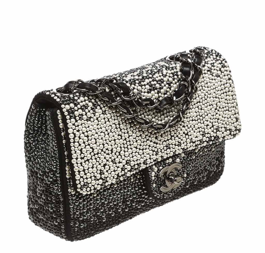Chanel Flap Bag Black White Pearls - Limited Edition