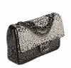chanel flap bag black white pearls used front side