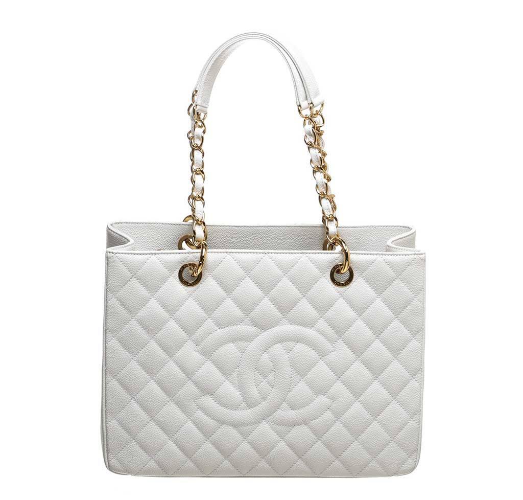Chanel white shopping bag Clearance