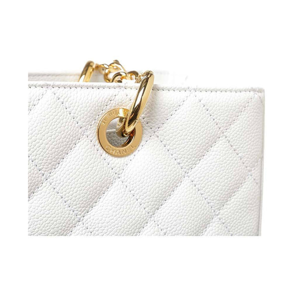 chanel grand shopper tote white used detail