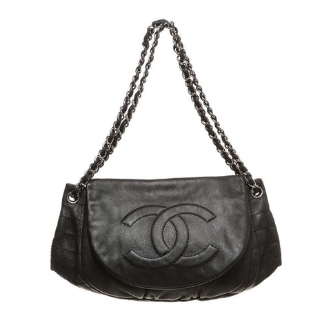 Chanel Black Half Moon Shoulder Bag - Caviar Leather