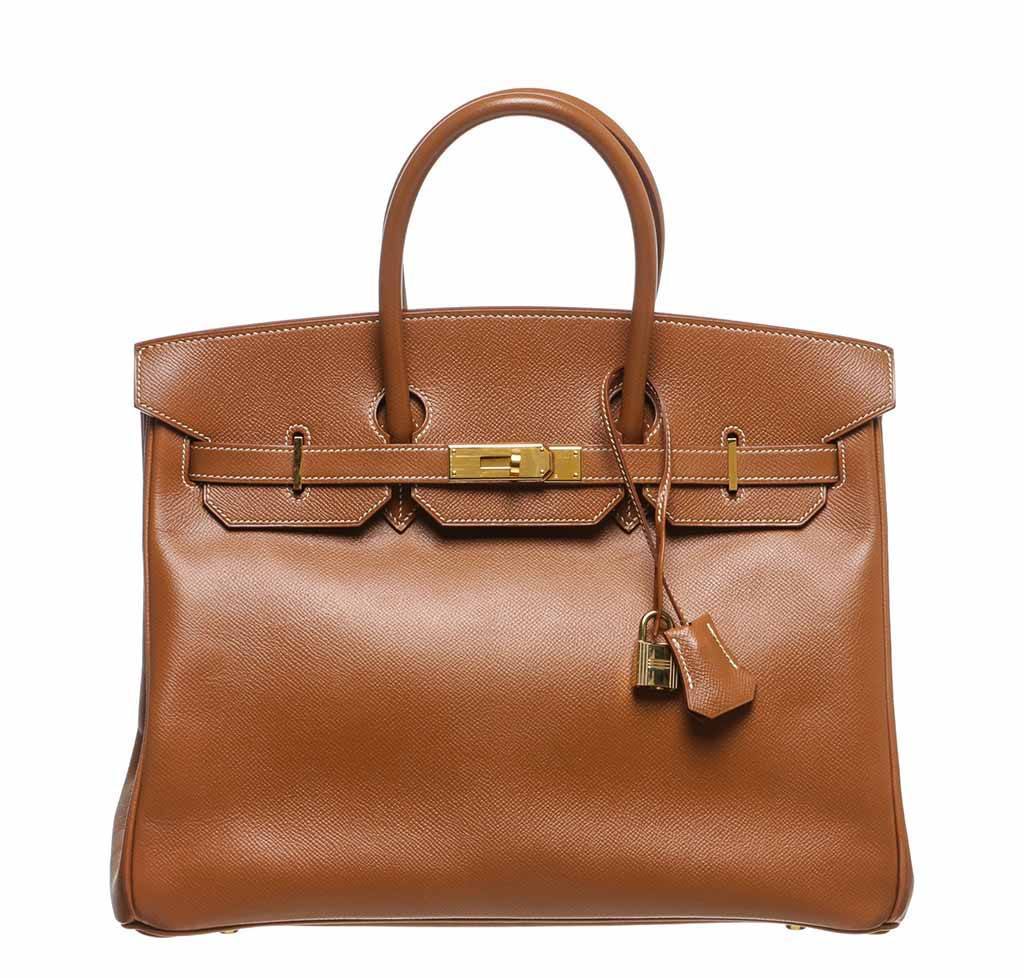 Hermes Vert Bengal Epsom Leather Gold Finish Birkin 35 Bag