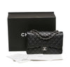 chanel double flap classic 2.55 bag black used front