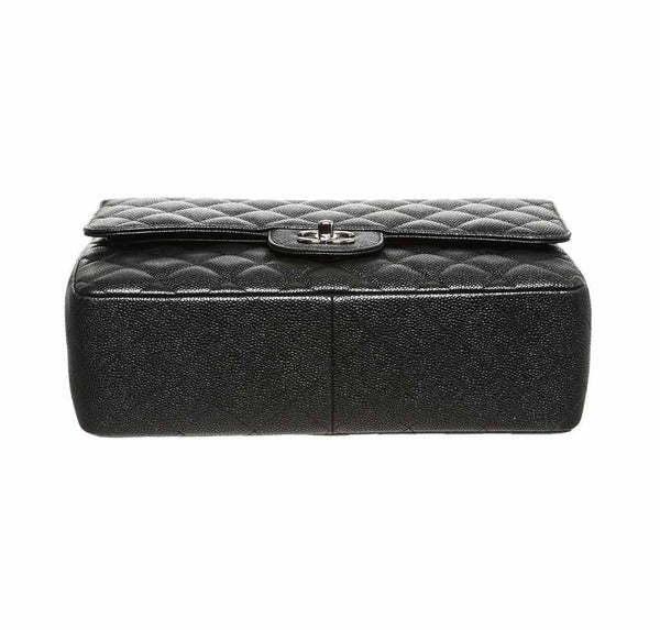 chanel double flap classic 2.55 bag black used bottom