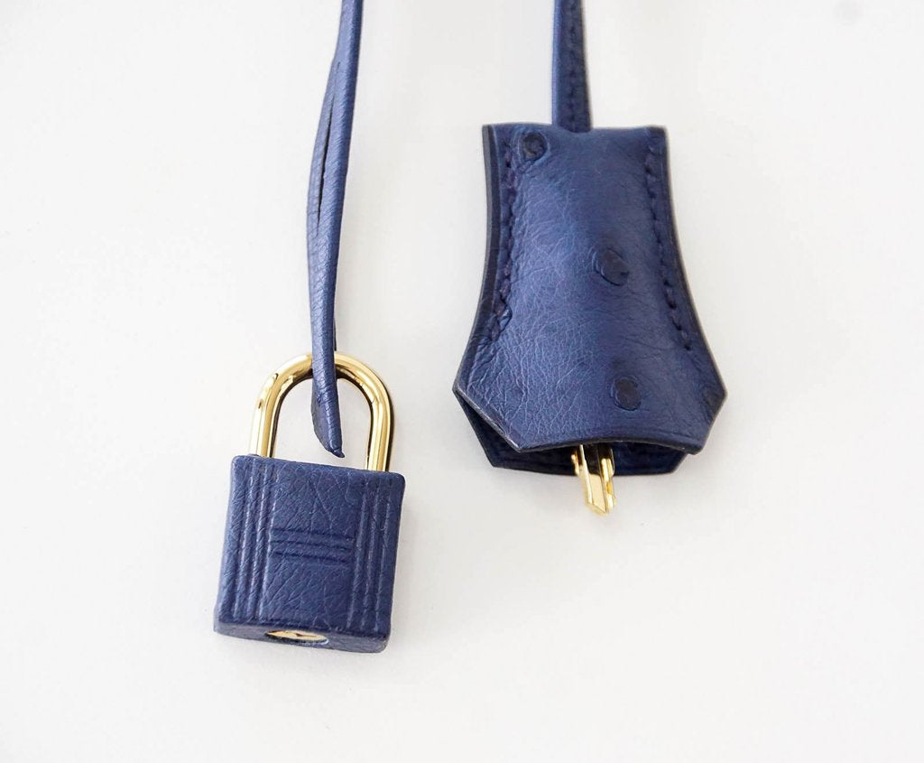 Replica Hermes Blue Iris Ostrich Kelly 28cm Handmade Bag