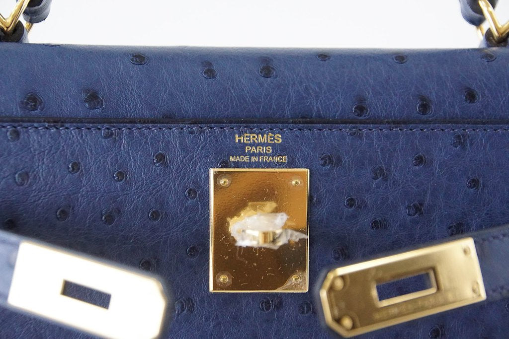 Kelly sport ostrich handbag Hermès Blue in Ostrich - 28042171