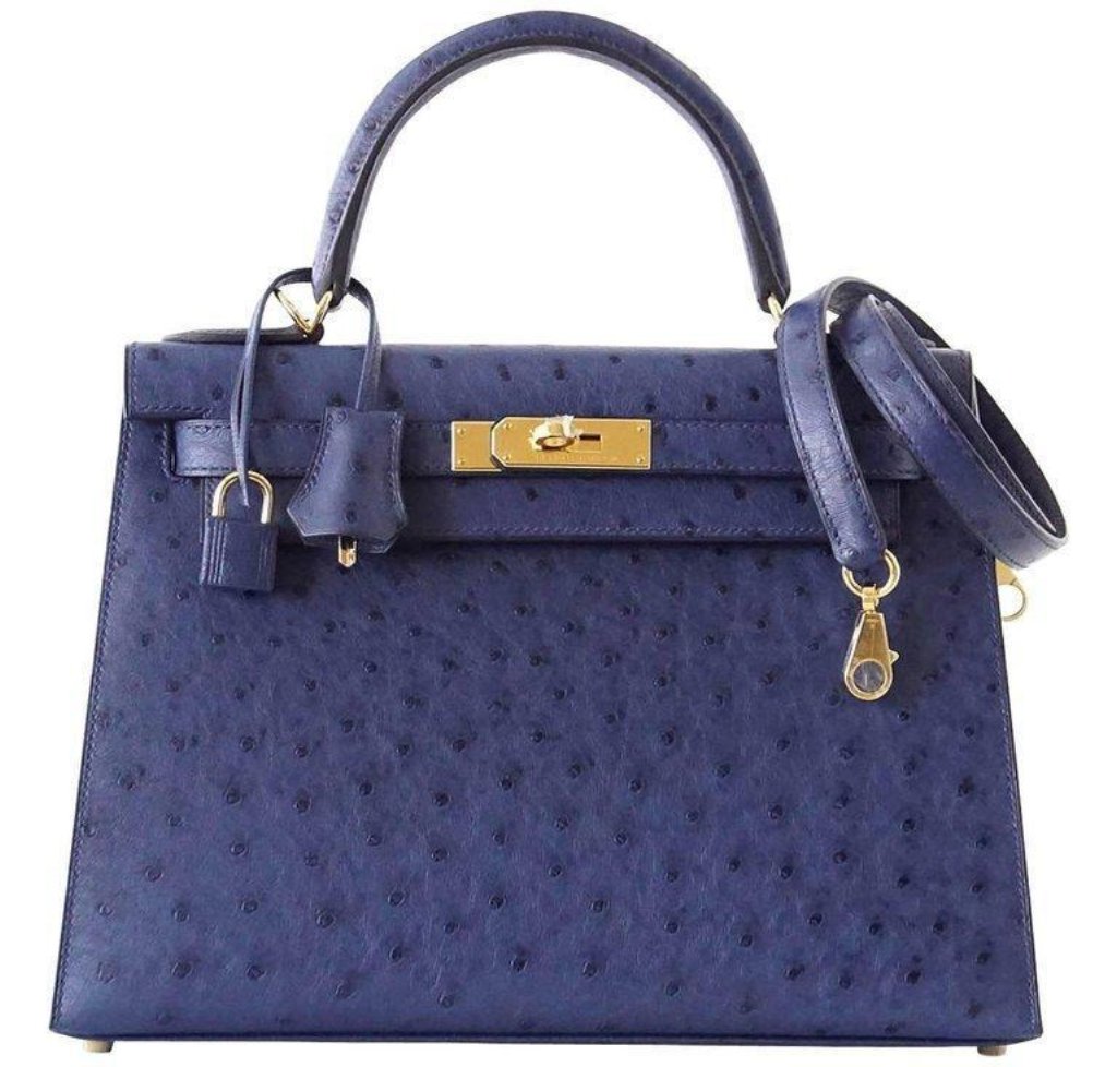 Kelly sport ostrich handbag Hermès Blue in Ostrich - 28042171