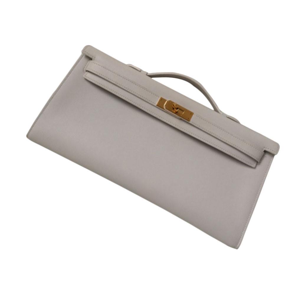 Hermes Biscuit Evercalf Leather Kelly Longue Clutch Bag with, Lot #56192
