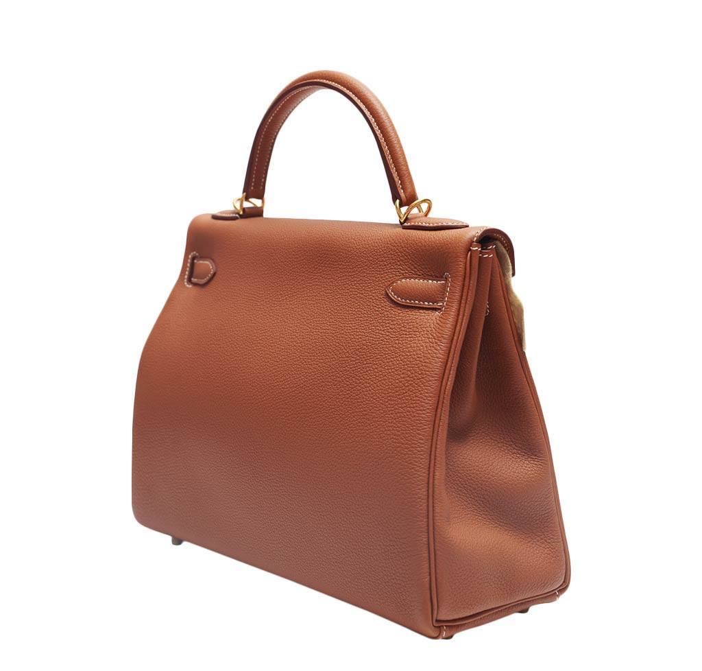Hermès Kelly 32 Retourne Bag Grenat Togo Leather Pomegranate