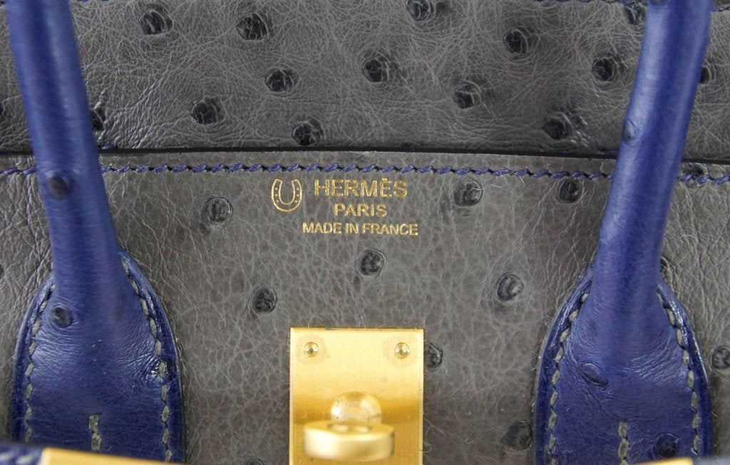 Hermes Birkin 25 Black Ostrich Gold Hardware
