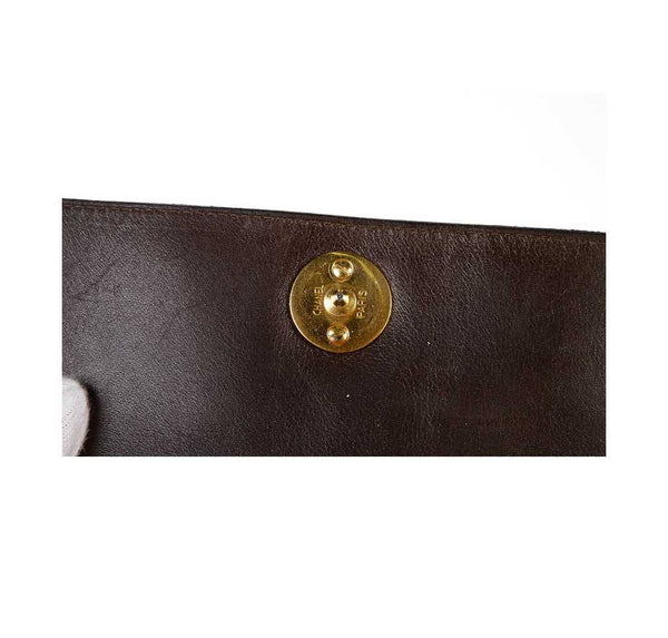 chanel vintage flap shoulder bag brown used engraving