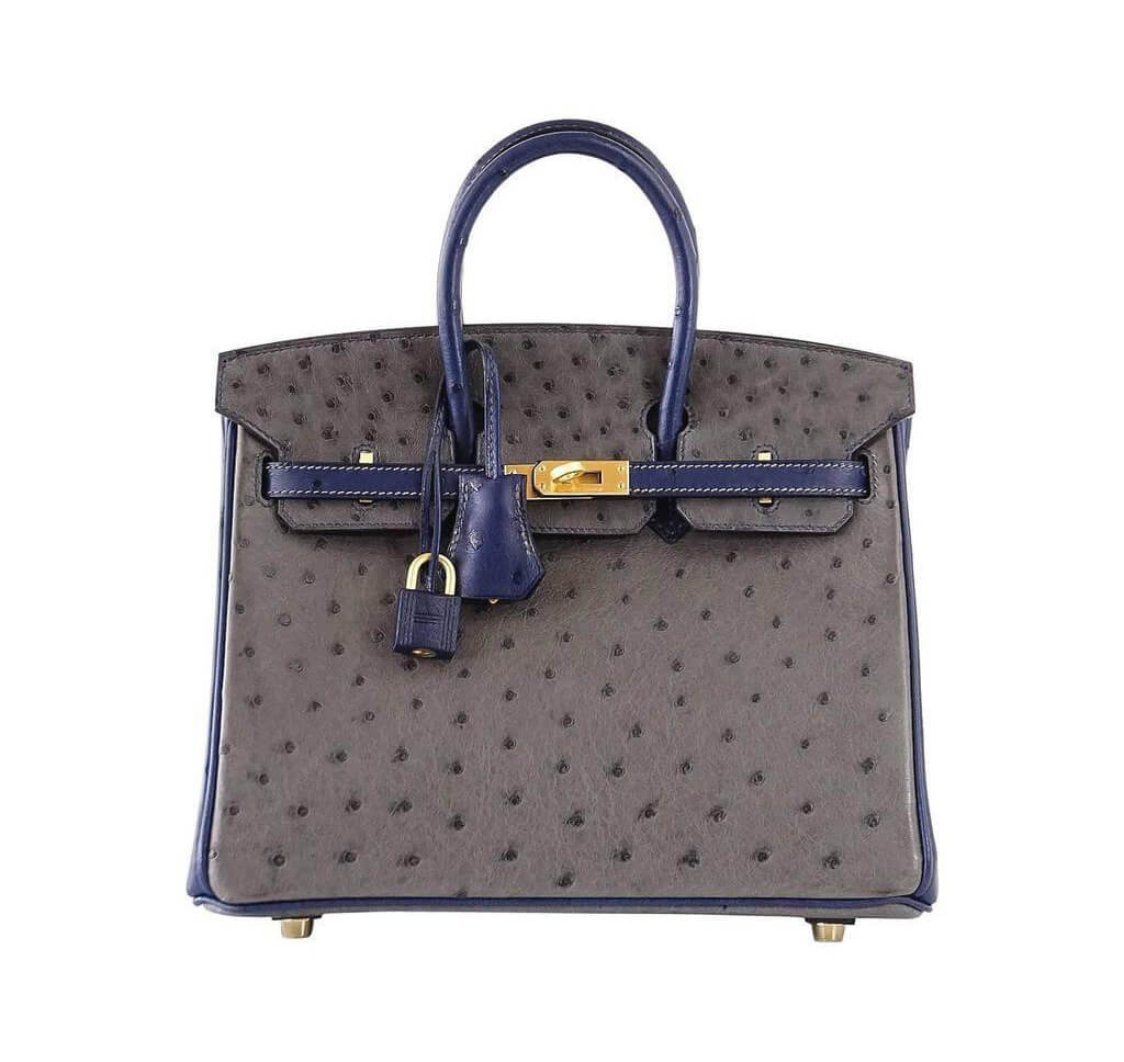 Hermès Birkin 25 HSS Two-Tone Gris Agate Blue Sapphire Ostrich Bag